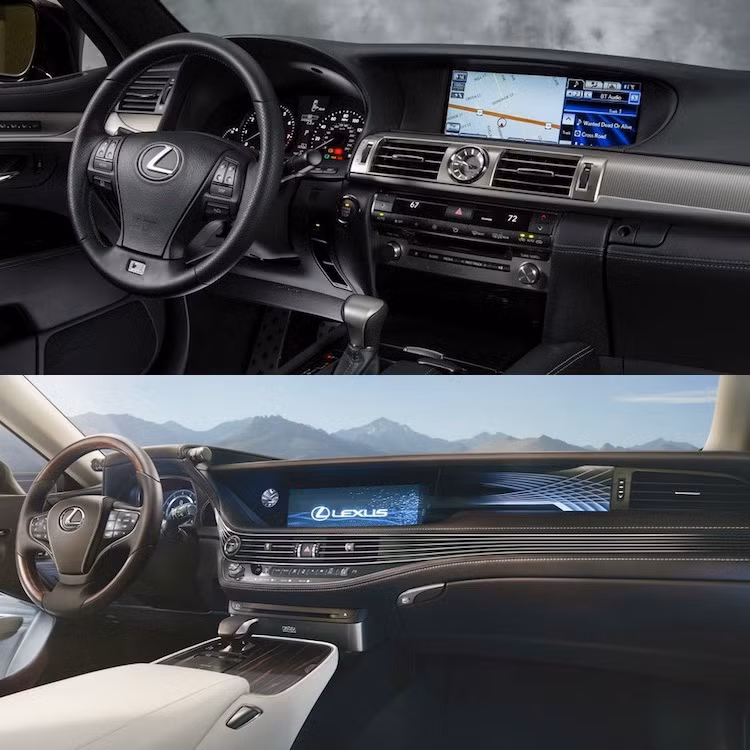 Ở bên trong cabin, Lexus LS 2018 cũng không gây thất vọng cho khi sở hữu bảng táp-lô rộng thoáng với thiết kế đẹp mắt và trang bị các tiện nghi, công nghệ cao cấp hơn hẳn đời cũ. Không chỉ có hệ thống thông tin giải trí với màn hình 12,3 inch, chiếc xe còn có một màn hình cảm ứng có khả năng nhận biết chữ viết tay và tùy chọn màn hình hiển thị trên kính lớn nhất Thế giới với kích thước lên tới 24 inch.