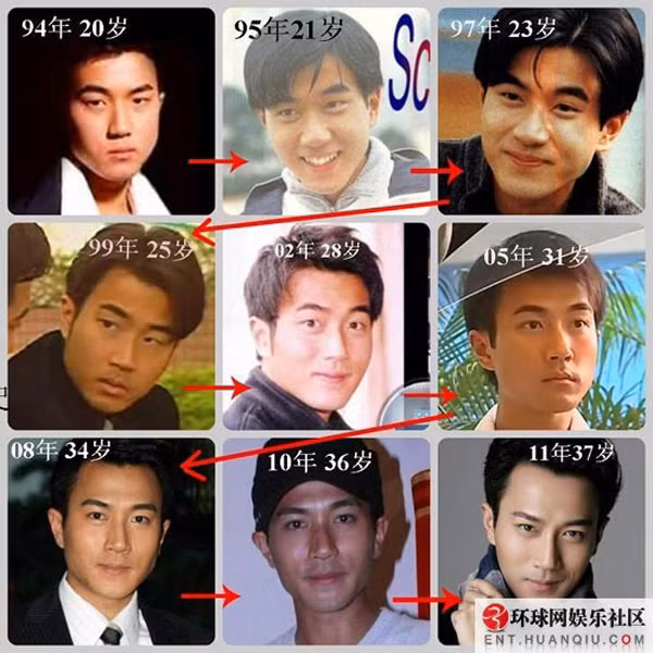 Nhưng lục lại những bức ảnh quá khứ, người ta có thể thấy rõ quá trình "đại tu" nhan sắc của tài tử này. Anh gần như sửa toàn bộ khuôn mặt, từ lông mày, sống mũi, đuôi mắt, cánh mũi, đến khóe môi, xương hàm.