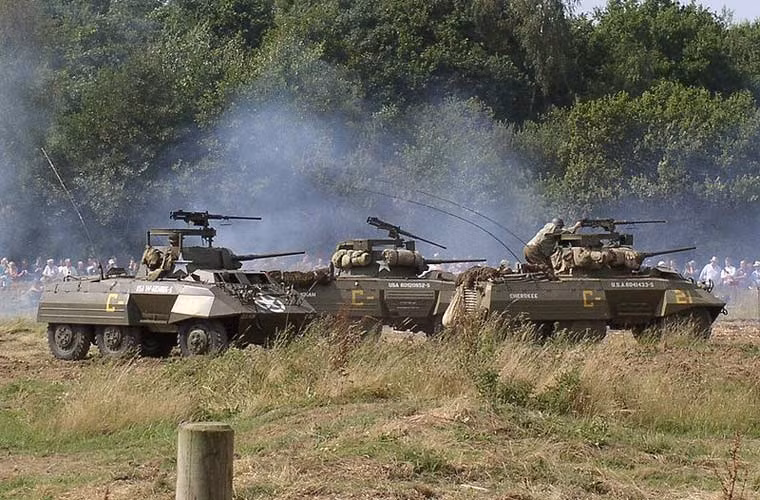 Quân đội Nhân dân Việt Nam thu được một số xe M8 trong kháng chiến chống Pháp và sau này trong kháng chiến chống Mỹ còn thu thêm một xe nữa từ quân Lon Nol trong cuộc hành quân Chenla II cuối năm 1971. Tuy vậy số xe này chủ yếu được dùng vào nhiệm vụ huấn luyện, chưa có ghi nhận trường hợp nào bộ đội tăng thiết giáp đưa nó vào trực tiếp chiến đấu.