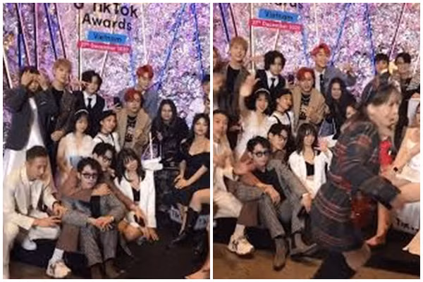 Và mới đây, hot girl TikTok Lê Bống tiếp tục trở thành đối tượng bị "ném đá" vì hành động được cho khá... kém duyên. Cụ thể trong sự kiện tối qua, trong một clip ghi lại cảnh dàn TikToker tụ lại để chụp ảnh tập thể, Lê Bống bất ngờ từ đâu chạy ùa đến và chiếm ngay vị trí giữa hàng đầu.