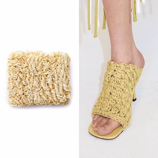 Khi bạn muốn mua giày và túi mới nhưng không có tiền, chỉ có mì tôm à? Ảnh: Tổng hợp Internet