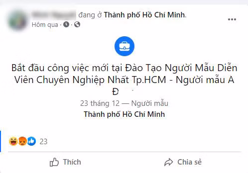 Mới đây, M.N - cô gái được cho là "tiểu tam" trong vụ đánh ghen phố Lý Nam Đế gây chú ý khi mở lại tài khoản và tiết lộ về công việc mới mà mình đang làm. Cụ thể, cô gái này cập nhật trạng thái trên trang cá nhân, khoe rằng mình đã Nam tiến và đang bắt đầu công việc người mẫu tại một trung tâm đào tạo chuyên nghiệp. Ảnh: Chụp màn hình
