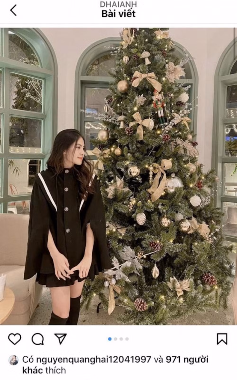 Trang cá nhân Instagram mà Quang Hải dạo này thường "thả tim" nhiệt tình là của một gái xinh sở hữu nhan sắc xinh đẹp và hết sức gợi cảm. Ảnh: Chụp màn hình