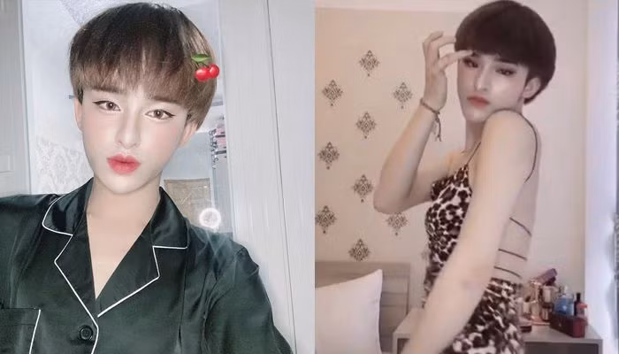 Mặc dù bị nhiều người chê bai là “thảm hoạ Tik Tok”, chàng trai sinh năm 1999 vẫn không ngừng giả gái và có hành động uốn éo trong mỗi clip xuất hiện. Ảnh: Tổng hợp Internet
