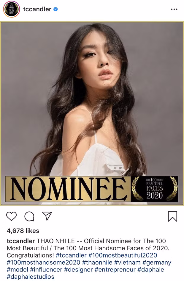 Trong bảng xếp hạng, hot girl Thảo Nhi Lê đứng thứ 81, được giới thiệu là người mẫu, người có ảnh hưởng trên mạng xã hội và nhà thiết kế thời trang.