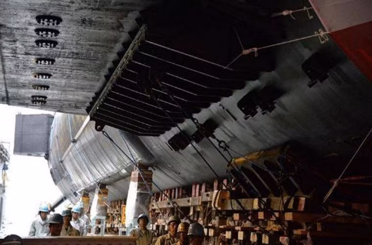 Tàu ngầm Sekiryu được khởi đóng tại nhà máy Kobe tháng 3/2013.