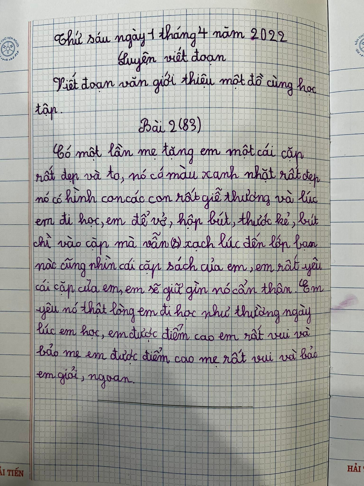 Bat cuoi bai van gioi thieu do dung hoc tap cua hoc sinh tieu hoc