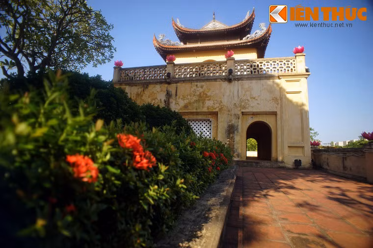 Quanh lầu Ngũ Môn có các thảm cỏ, cây xanh, trong đó có những cây hoa đại rất lớn.