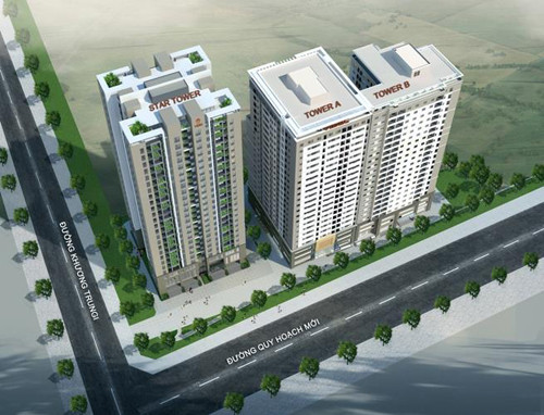 Phối cảnh tổng thể dự án Star Tower. Trên thực tế dự án không được "lung linh" như thiết kế.