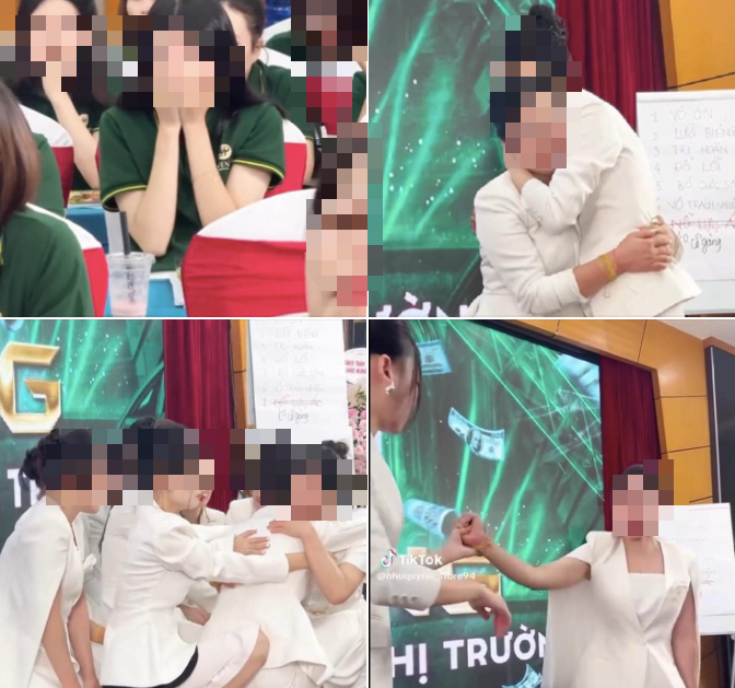 Ngay sau màn bắn thun ấy, cả ba ôm động viên nhau và cùng khóc. Nhiều người trong hội trường cũng không kìm được nước mắt khi chứng kiến cảnh này. Clip khi chia sẻ trên các nền tảng đã nhận về nhiều tranh cãi. Nhiều người tỏ ra khá ngạc nhiên, không hiểu ý nghĩa của hành động bắn chun "đào tạo" nhân viên của cấp trên.