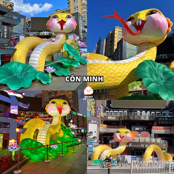 Để chào đón năm Ất Tỵ đang đến gần, nhiều tỉnh/thành phố tại Trung Quốc đang dần thay áo mới. Loạt mô hình loài rắn đã được dựng lên, khiến mạng xã hội xứ Trung được phen tranh cãi vui vẻ về đâu mới là mô hình "đạt giải" trong cuộc đua tạo hình linh vật năm nay.