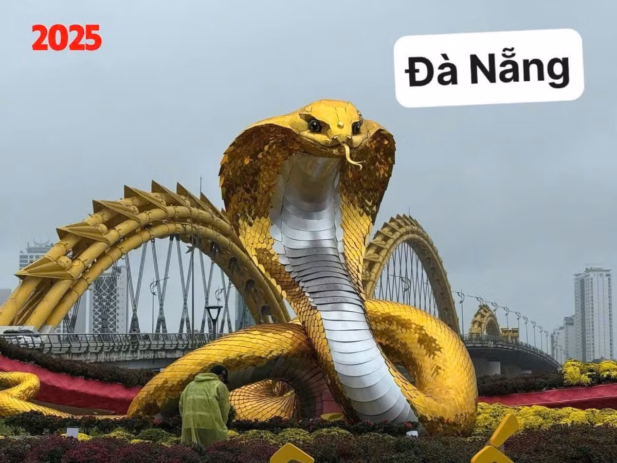 Linh vật rắn hổ mang tại Đà Nẵng, do nghệ nhân Đinh Văn Tâm chế tác, được lắp đặt để chào đón Tết Ất Tỵ 2025. Tác phẩm chính đặt tại công viên phía Tây cầu Rồng, cao 5 m, phần mang phồng rộng 2,6 m, thân uốn lượn dài hàng chục mét, với màu vàng chủ đạo từ đầu đến đuôi, tạo nên thần thái sinh động và sắc nét