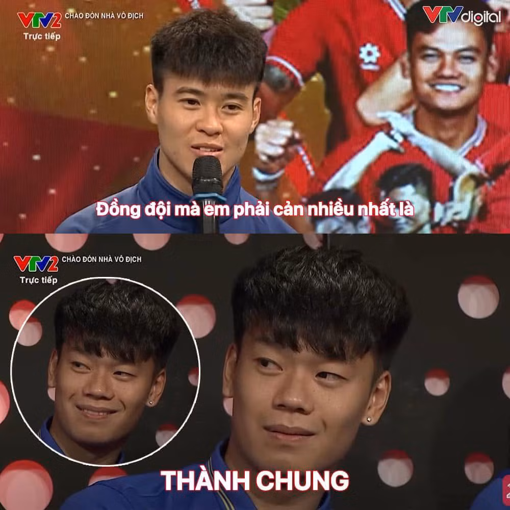 Duy Mạnh cũng tranh thủ "đấu tố" người đồng đội của mình là Thành Chung.