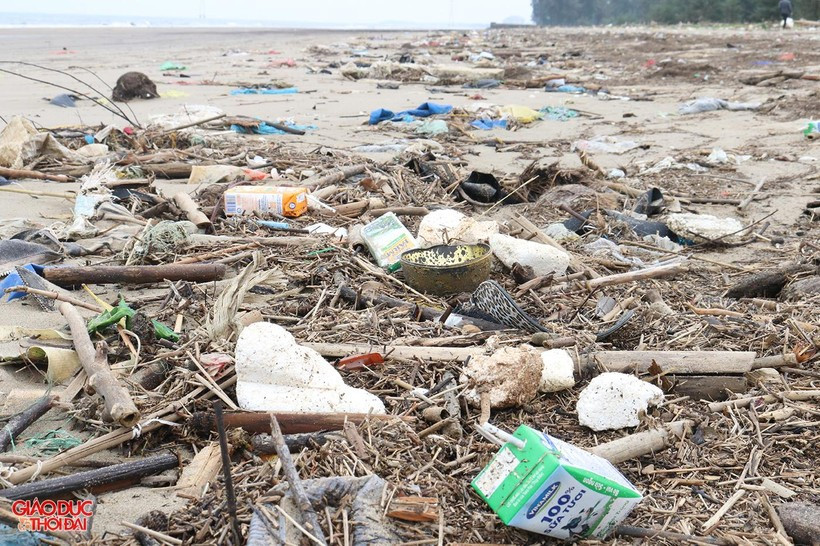 Cảnh nhếch nhác tại bãi tắm Cửa Lò. (Ảnh: Giáo dục &amp; Thời đại).