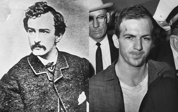 Ông Lincoln bị ám sát bởi John Wilkes Booth (trái ảnh) - một diễn viên sinh năm 1839. Trong khi đó, ông Kenedy bị ám sát bởi Lee Harvey Oswald (phải ảnh) - người sinh năm 1939. Theo đó, 2 kẻ ám sát 2 Tổng thống Mỹ chào đời cách nhau đúng 100 năm.