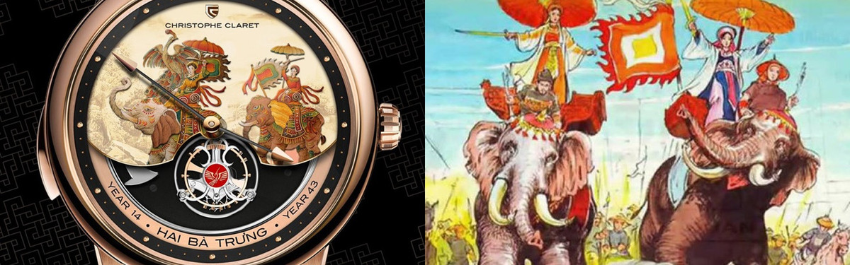 Theo Christophe Claret, hình ảnh Hai Bà Trưng không chỉ đứng yên mà bốn vị trí trên bức vẽ cũng sẽ cử động theo nhịp gõ của minute repeater, thông qua cơ chế cơ khí jaquemart automata. Dù chưa công bố giá bán chính thức nhưng chiếc đồng hồ có hình ảnh Hai Bà Trưng của Christophe Claret được dự đoán sẽ có giá bán khoảng 700.000 USD (khoảng 15 tỉ đồng).