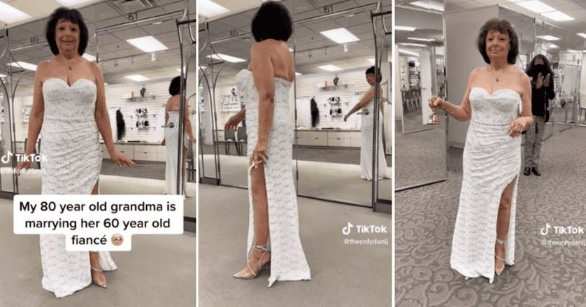 Cụ bà 80 tuổi thử váy cưới, hạnh phúc bên chồng kém 20 tuổi Cu ba 80 tuoi thu vay cuoi, hanh phuc ben chong kem 20 tuoi