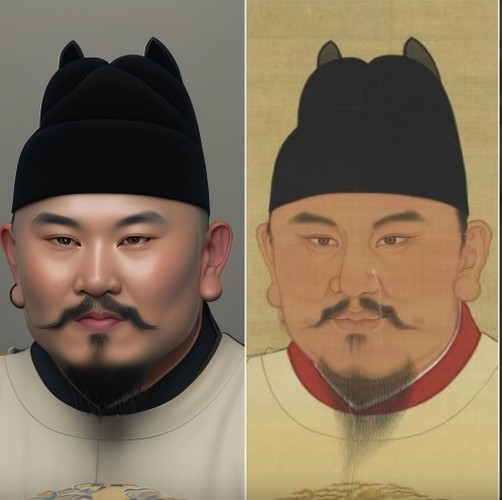 Dựa trên bức tranh này, hoàng đế Chu Nguyên Chương qua con mắt AI có dung mạo sáng sủa, toát lên khí chất vương giả. Tuy nhiên, tranh cãi về dung nhan thực sự của ông vẫn chưa có lời giải đáp chính xác.
