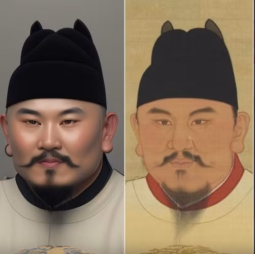 Dựa trên bức tranh này, hoàng đế Chu Nguyên Chương qua con mắt AI có dung mạo sáng sủa, toát lên khí chất vương giả. Tuy nhiên, tranh cãi về dung nhan thực sự của ông vẫn chưa có lời giải đáp chính xác.