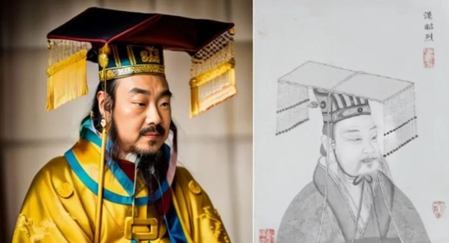 Theo hình ảnh chân dung phục dựng bằng AI, Lưu Bị có vầng trán cao, gương mặt toát lên vẻ uy nghiêm của một hoàng đế quyền lực và sự điềm tĩnh.