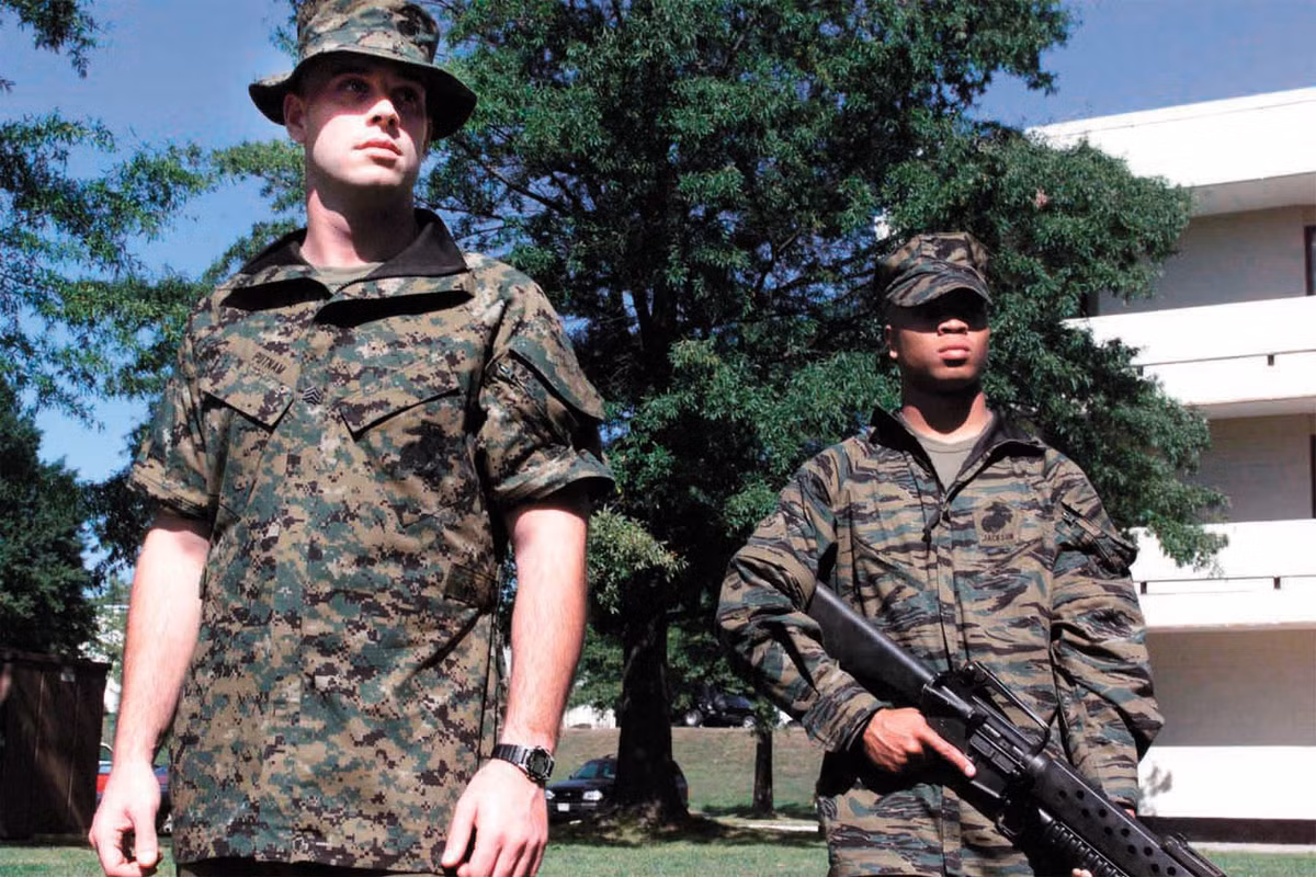 Mẫu ngụy trang cây rừng cũng được cung cấp nhiều phiên bản với nhiều loại họa tiết khác nhau như Dot (chấm bì) Tiger (vằn báo),... Nguồn ảnh: Wikipedia.