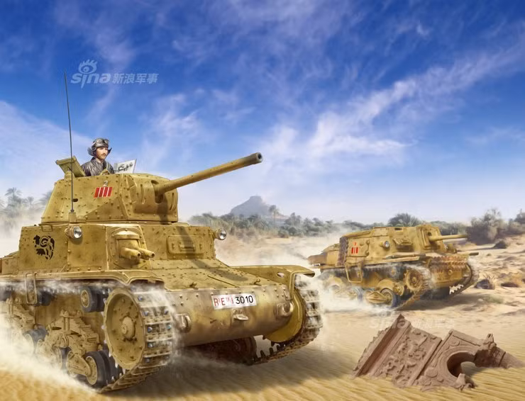 Mẫu xe tăng hạng trung Fiat M13/40 của quân đội Ý trong thế chiến thứ 2. Nguồn ảnh: Sina.