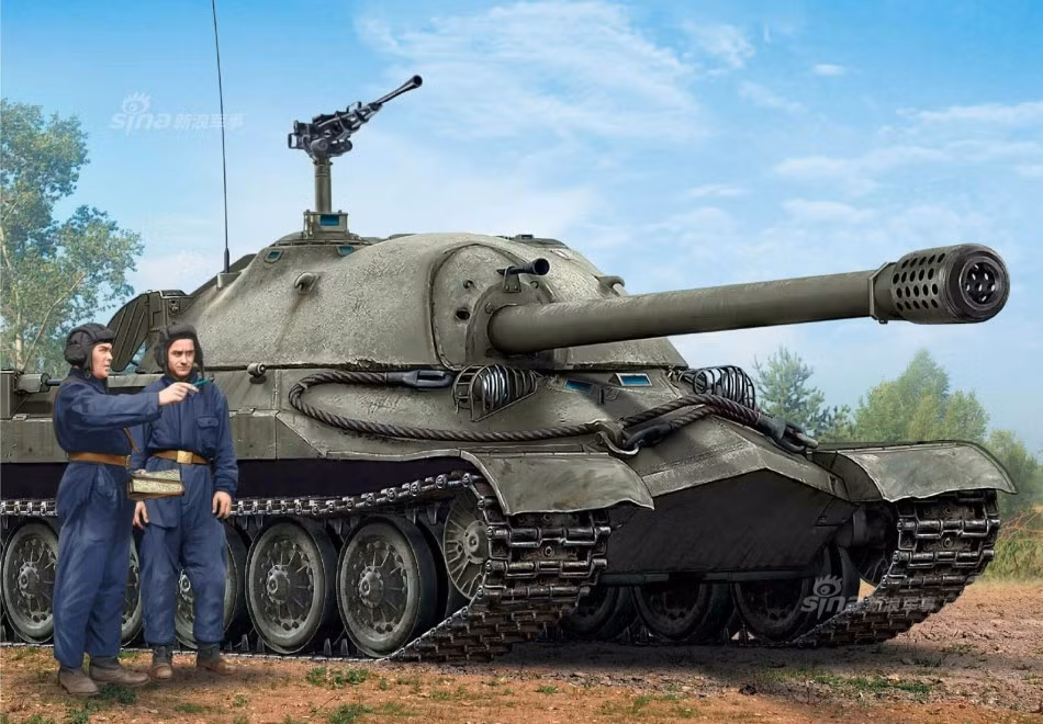 Một chiếc xe tăng hạng nặng IS-7 của Nga có vẻ ngoài cực "bụi bặm" qua nét vẽ của các họa sỹ. Đây được coi là loại xe tăng hạng nặng mạnh nhất lịch sử Liên Xô, được trang bị khẩu pháo 130mm với giáp thân cực dày. Nguồn ảnh: Sina.