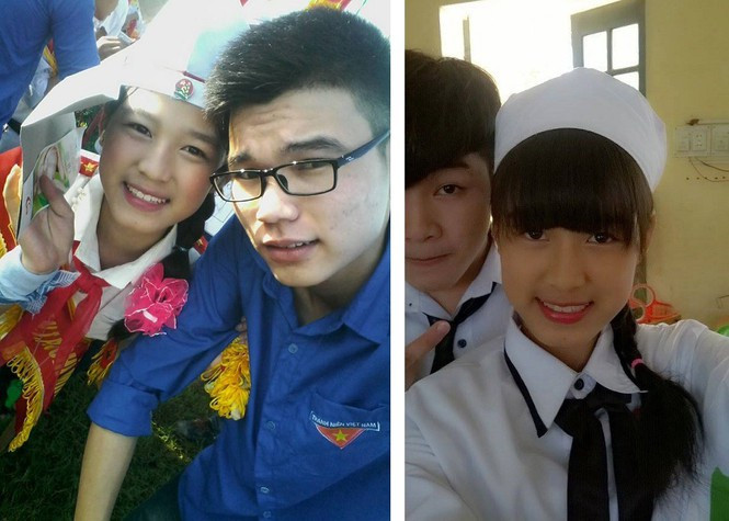 Hình ảnh nhắng nhít, dễ thương của Đỗ Thị Hà bên bạn bè được dân mạng chia sẻ. Sau nhiều năm, đường nét của cô vẫn không thay đổi, chỉ có khuôn mặt không còn bầu bĩnh như trước.