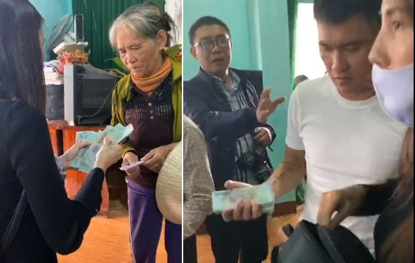 Thuy Tien tro lai mien Trung... vali day tien, ho tro dan Ha Tinh