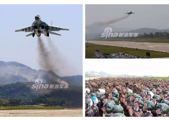 Tiêm kích MiG-29 của Không quân Triều Tiên trong một bài bay thao diễn ở độ cao thấp. Nguồn ảnh: Sina