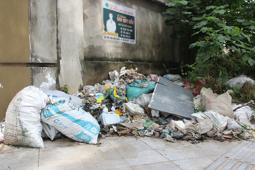 Rác thải được người dân gom thành đống đốt cho bớt mùi.