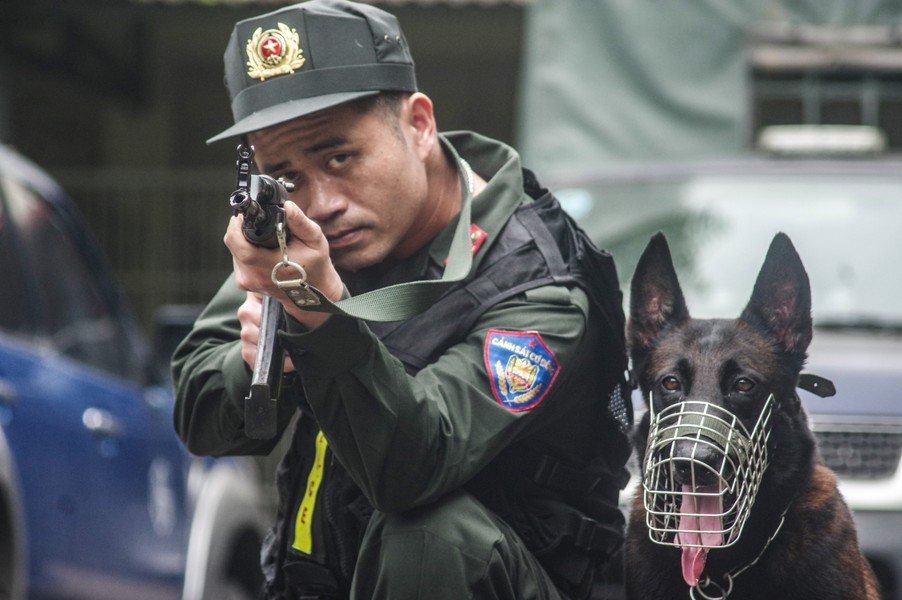 Chó nghiệp vụ có thể chiến đấu trong mọi môi trường, kể cả có tiếng súng