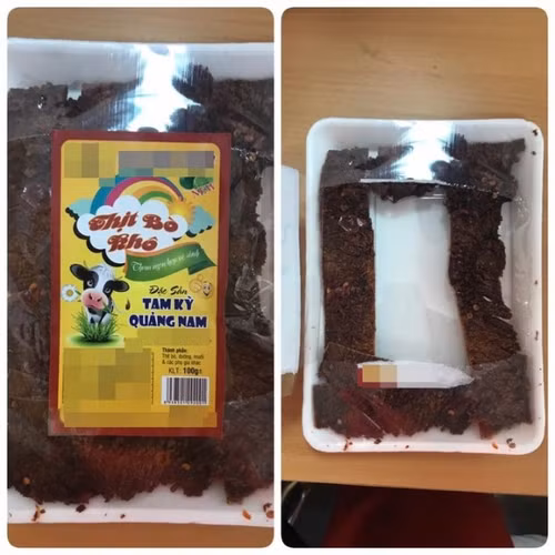 Kể cả khay thịt bò khô này cũng đánh lừa thị giác người mua hàng.