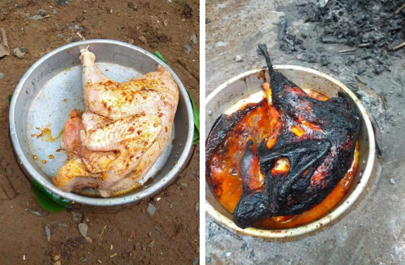 Câu chuyện của chàng trai T.L với món gà nướng bóng đêm từng khiến netizen được phen "cười lăn cười bò". Ảnh: Tổng hợp