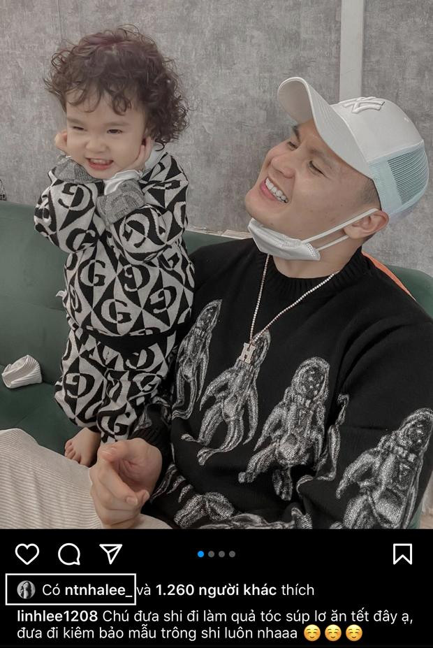 Mới đây, Nhật Lê đã thể hiện động thái đặc biệt với ảnh chụp Quang Hải và cháu gái được chị dâu chàng cầu thủ đăng tải, Nhật Lê đã không ngại thả tim cho 2 chú cháu.