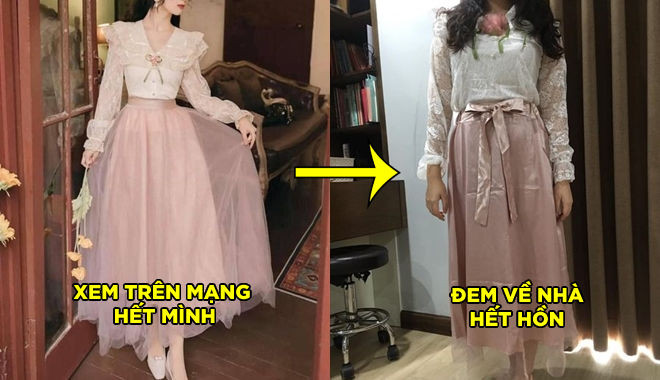 Có thể thấy, ảnh chào bán trên facebook của chiếc đầm khá xinh xắn, chân váy xòe bồng lãng mạn nhẹ nhàng. Tuy nhiên, thực tế thì…Ảnh: Tổng hợp
