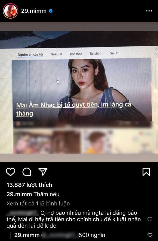 Mới đây, Mai Âm Nhạc bất ngờ chia sẻ lên trang cá nhân về thông tin từng bị tố quỵt tiền, rồi im lặng cả tháng. Được biết vụ việc này đã xảy ra cách đây khá lâu.