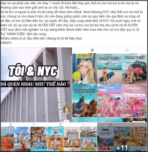 Theo những gì mà chị vợ tố cáo, nữ TikToker này cùng chồng chị thường xuyên thực hiện các clip review sống ảo, du lịch cùng nhau nhưng nói dối vợ là đi công tác. Thậm chí, cô vợ còn phát hiện cả những clip nhạy cảm của cặp đôi.