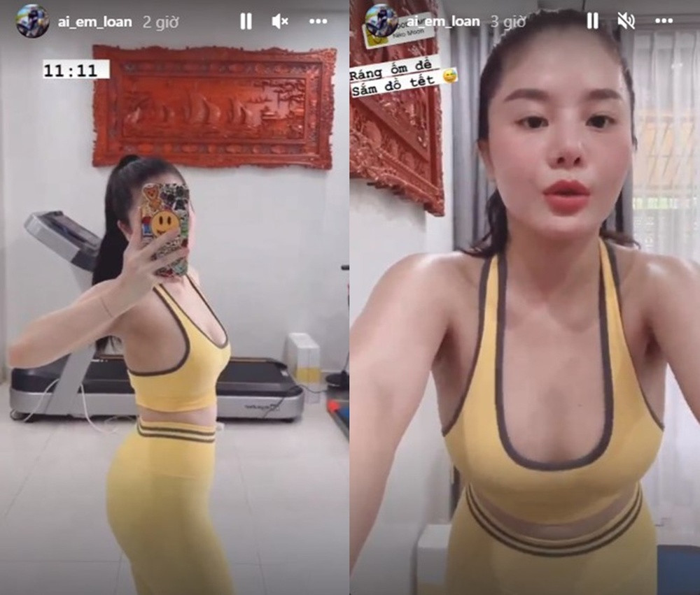 Mới đây, Lê Loan đã đăng lên trên cá nhân quá trình tập luyện lấy lại vóc dáng của mình kèm theo lời quyết tâm: “Ráng ốm để sắm đồ Tết”.