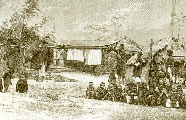 "Nhà trẻ" ngoài trời của người nông dân. Ảnh: Belle Indochine.