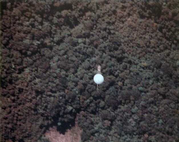 Khi dùng để phát quang rừng, bom BLU-82/B được kích nổ khi chưa tiếp đất nhằm tránh tạo hố sâu trên mặt đất. Ảnh: Tapatalk.