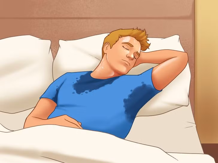 3. Đổ mồ hôi quá nhiều: Tình trạng đổ mồ hôi quá nhiều được gọi là hyperhidrosis, thậm chí có thể xảy ra khi thời tiết lạnh mà không có bất kỳ lý do gì. Tình trạng này cũng thường xảy ra với phụ nữ trong thời kỳ mãn kinh. Ảnh: BS.