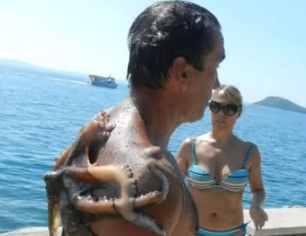 Trên đời này có lắm điều chẳng bao giờ diễn ra theo ý muốn của chúng ta. Cả trong chuyện đi du lịch cũng vậy. Nói đâu xa, những vị khách dưới đây chẳng biết do xui xẻo hay thế nào mà toàn gặp những tình huống khó đỡ, xem ảnh thôi cũng thấy "tức cái mình" giùm! Ảnh: Đi tắm biển còn được “bonus” cho một em bạch tuộc siêu to khổng lồ trên lưng. Nói giỡn chứ bạch tuộc cắn đau lắm đó quý vị!