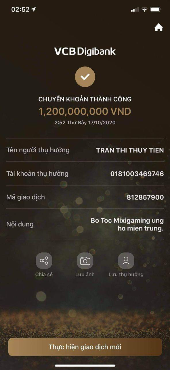 Ngoài ra bà xã của Độ Mixi cũng phát động một event trên fanpage Mixi Food, với mỗi bình luận trên trang sẽ được tính là 10.000 đồng. Hành động ủng hộ miền Trung của Độ Mixi hiện nhận được sự ủng hộ lớn từ fan và dân mạng.