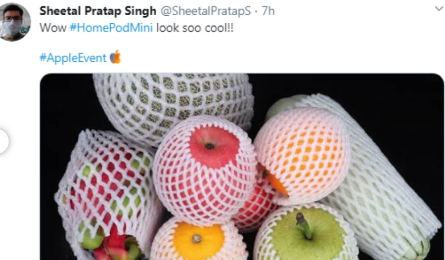 Tuy nhiên, sau khi ra mắt chưa lâu, loa thông minh mới nhà Apple bỗng trở thành chủ đề bàn tán hài hước của cư dân mạng. Thiết kế hình cầu dạng dưới của Homepod Mini được ví như...quả táo chưa cắn được bọc lưới chống sốc.