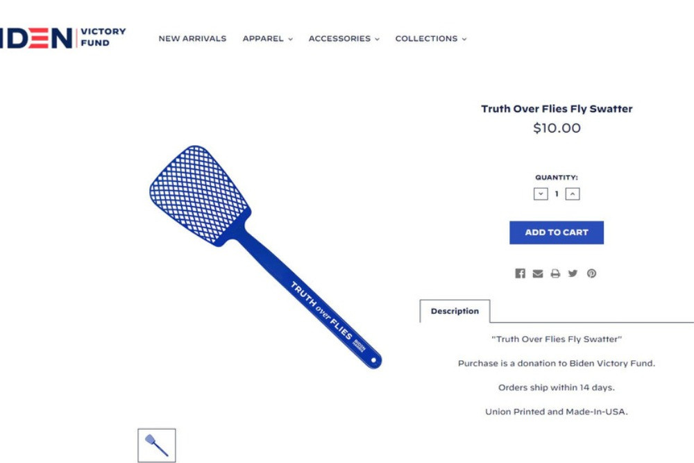 Vài giờ sau đó, một phát ngôn viên của chiến dịch cho biết gần 35.000 vỉ đập ruồi đã được bán ra. Những người bán hàng trên Etsy cũng nhanh nhạy nắm bắt xu hướng này, tung ra nhiều mẫu áo phông in dòng chữ "ruồi sẽ bỏ phiếu" và "sự thật qua những con ruồi" bên cạnh logo Biden - Harris.