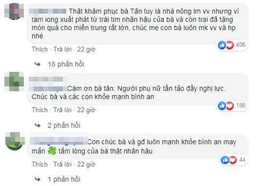 Nhiều người bày tỏ sự cảm kích trước tấm lòng mà bà Tân dành cho đồng bào miền Trung khó khăn. Tuy nhiên, một bộ phận dân mạng lại...ném đá Bà Tân Vlog và cho rằng đây chỉ là hành động tẩy trắng sau loạt lùm xùm của bà và con trai.