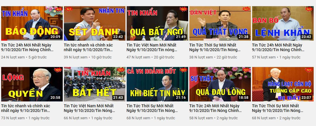 Đây chỉ là một trong số những video trên kênh Youtube này với tiêu đề và ảnh bìa sai sự thật nhưng vẫn thu hút hàng chục nghìn cho đến hàng triệu lượt xem. Dạo một vòng trên Youtube, không khó để bắt gặp những video hay kênh Youtube tin tức với nội dung tương tự như Tin Thời Sự ***, Tin Tức Mới ***.