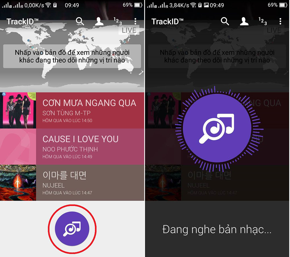 Đây là ứng dụng nổi tiếng trên các máy Sony nhưng bạn có thể tải về cho các thiết bị android khác trên kho CH Play. Giao diện phần mềm này có màu tím, cho phép người dùng thỏa sức tìm kiếm bài hát yêu thích thông qua giai điệu nghe được.