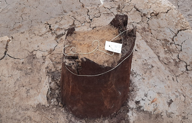 Những hố khai quật phát hiện các hố cọc rất thẳng hàng, thẳng trục, điều đó cho thấy đây có thể là di tích một kiến trúc gỗ. Lại có ý kiến cho rằng nếu là cọc thì phải đóng xuống vũng lầy, nhưng hình ảnh đưa ra thì hầu hết các cọc đều được chôn, tức là không phải ở dưới nước.